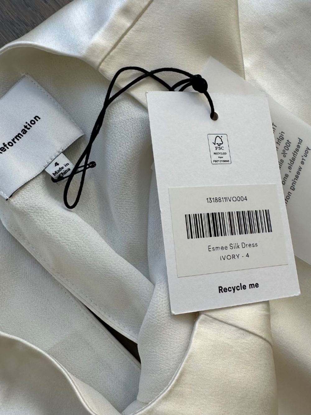 Reformation ESMEE White Ivory Silk Maxi Dress Wedding Long Sleeve with Tags - 4 - Picture 10 of 15